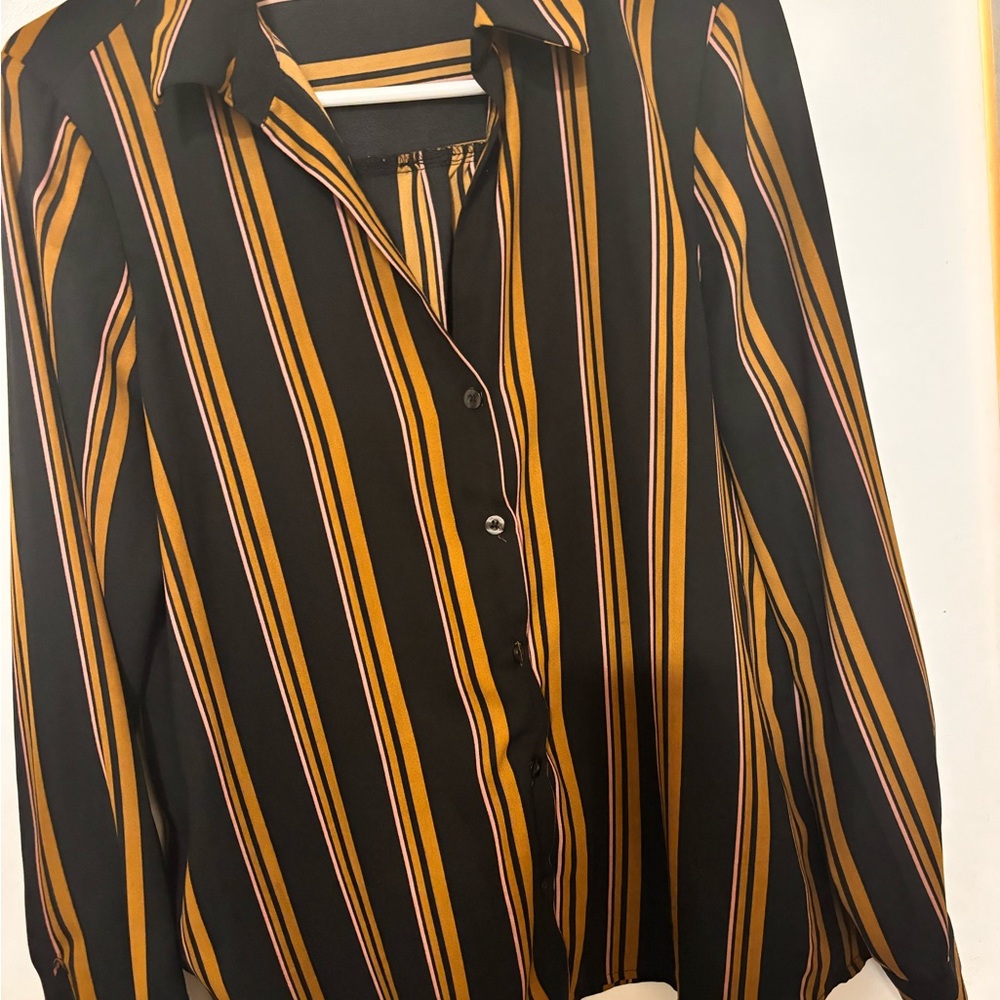 Dynamite Black and Gold Striped Button-Down Shirt